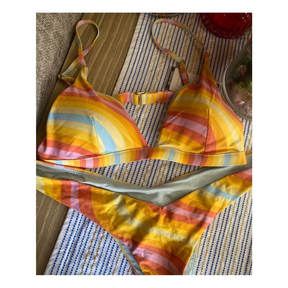 Rip Curl Cross Back Shop Premium Surf Fixed Tri Bikini Set 2 Piece Sz L Nwt — image 3 of 8